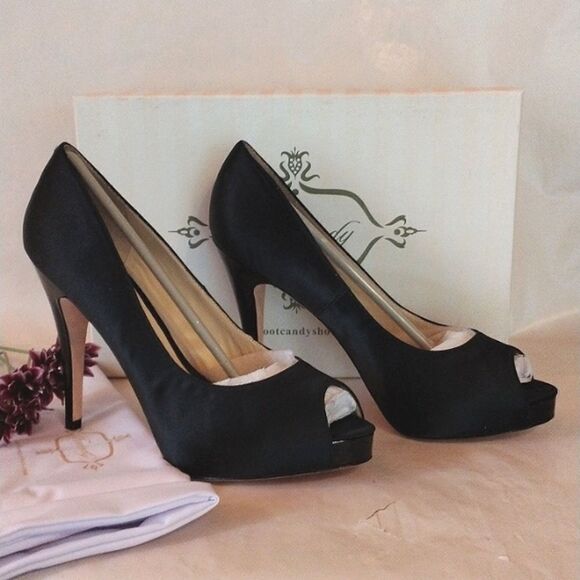 Footcandy Satin Peep Toe Heels - Picture 1 of 10